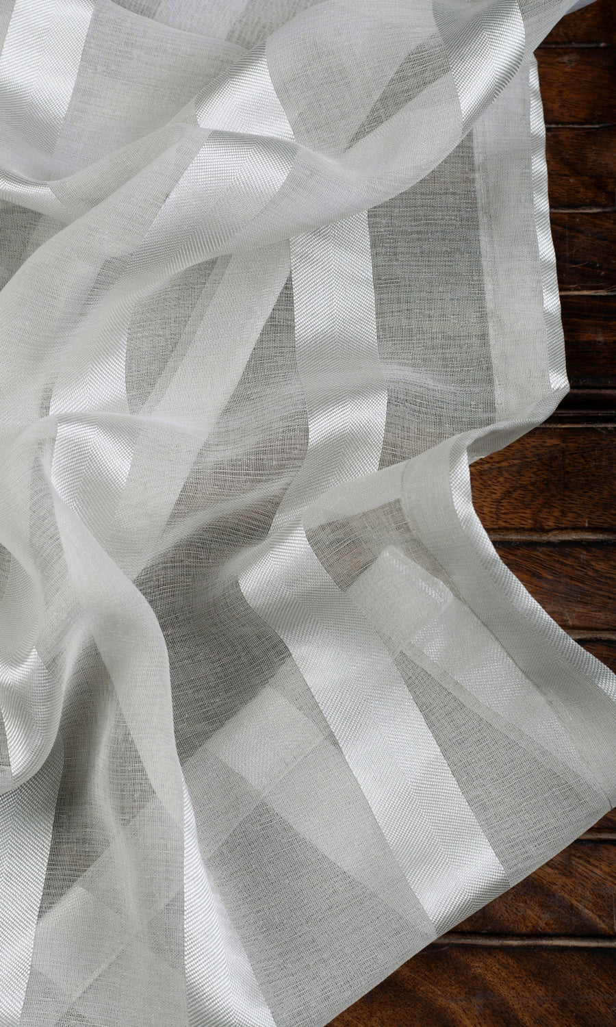 Striped Sheer Window Treatments Fabric By the Metre (Grey)