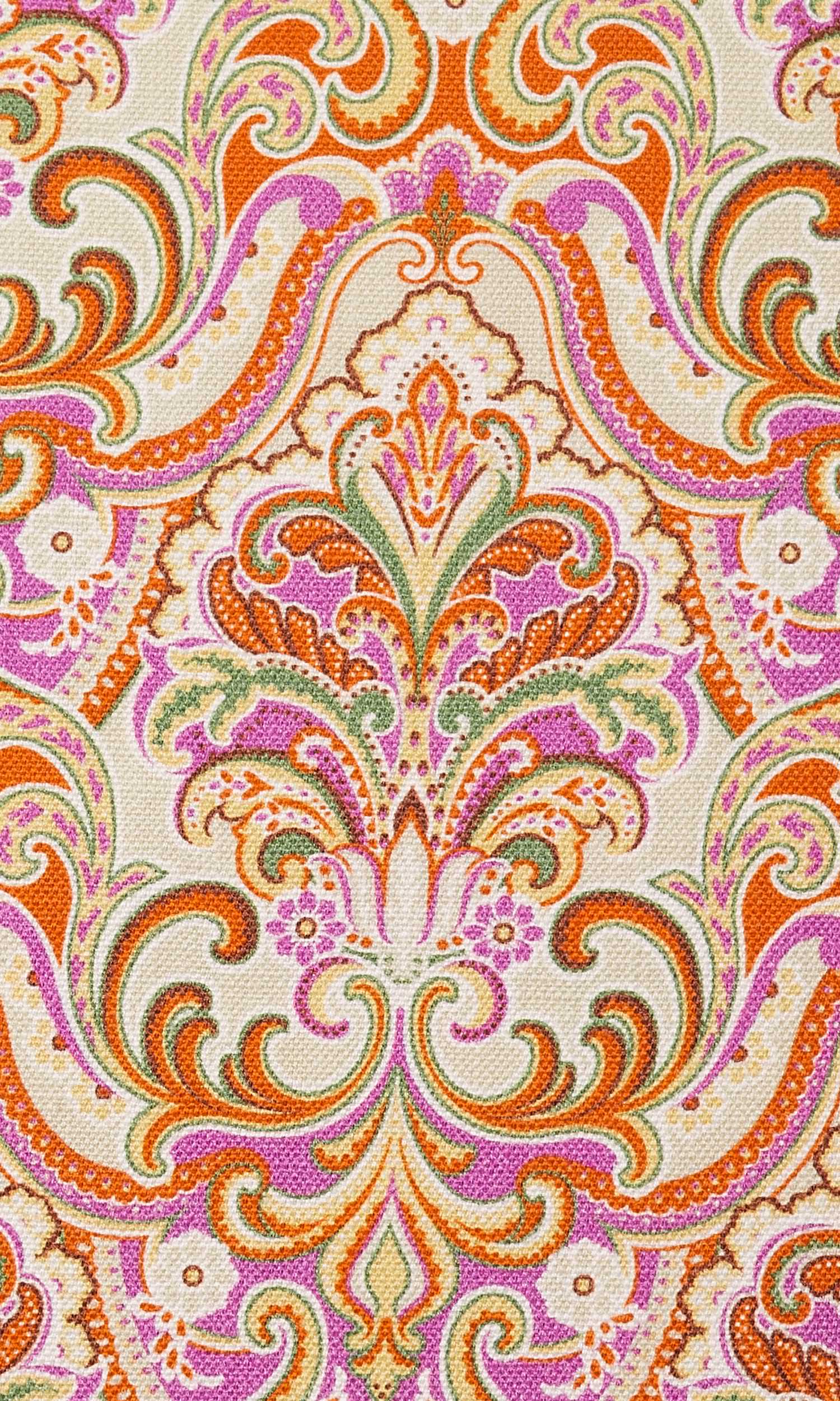 Fleur De Lis Print Home Textile Fabric Material Sample (Orange/ Purple)
