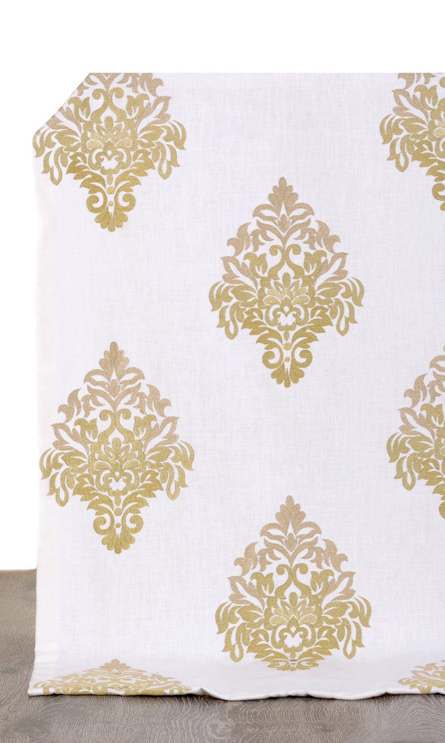 Damask Patterned  Window Treatments Fabric By the Metre (Ivory/ Beige/ Brown)