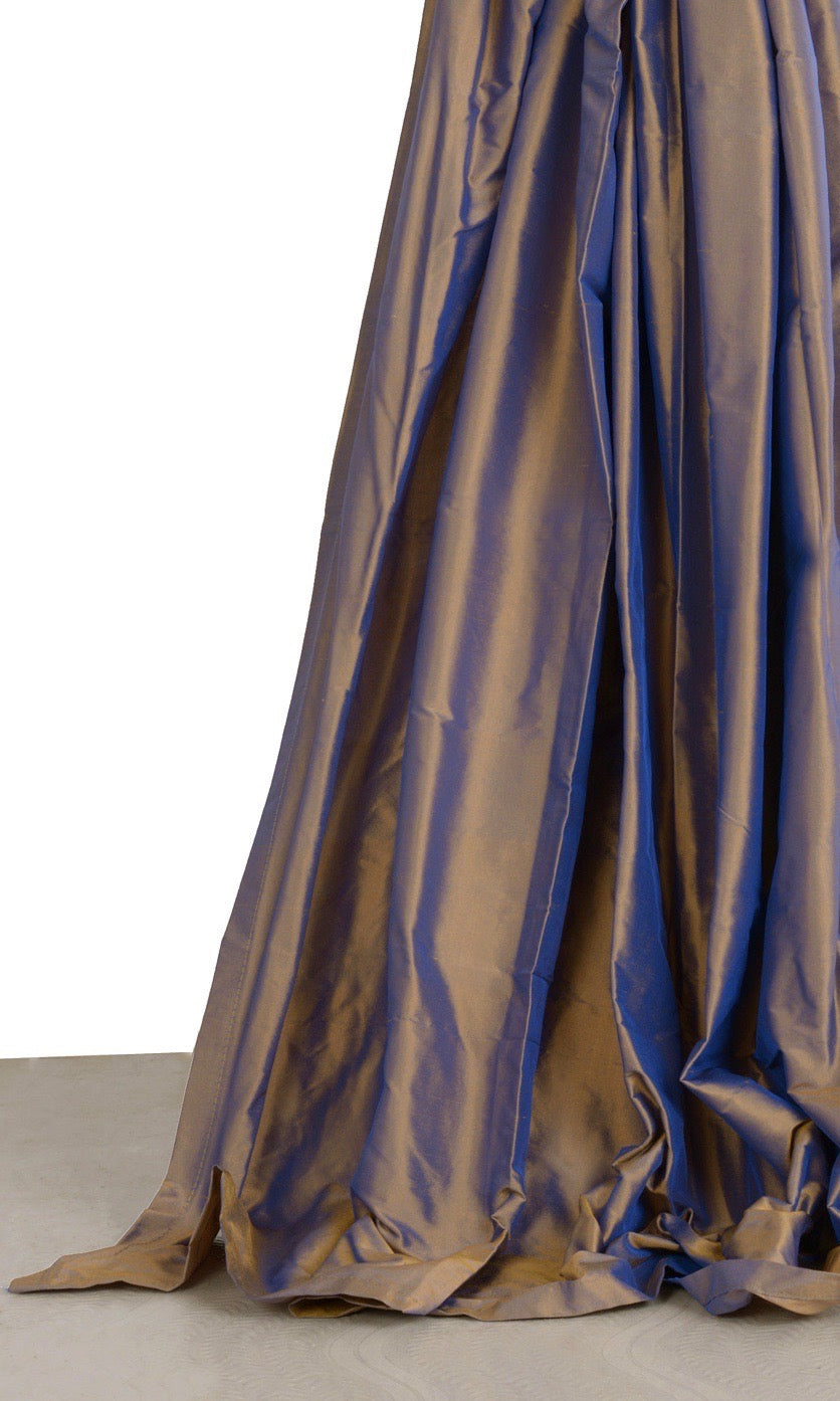 Shantung Silk Window Treatments Fabric By the Metre (Purple/ Gold)