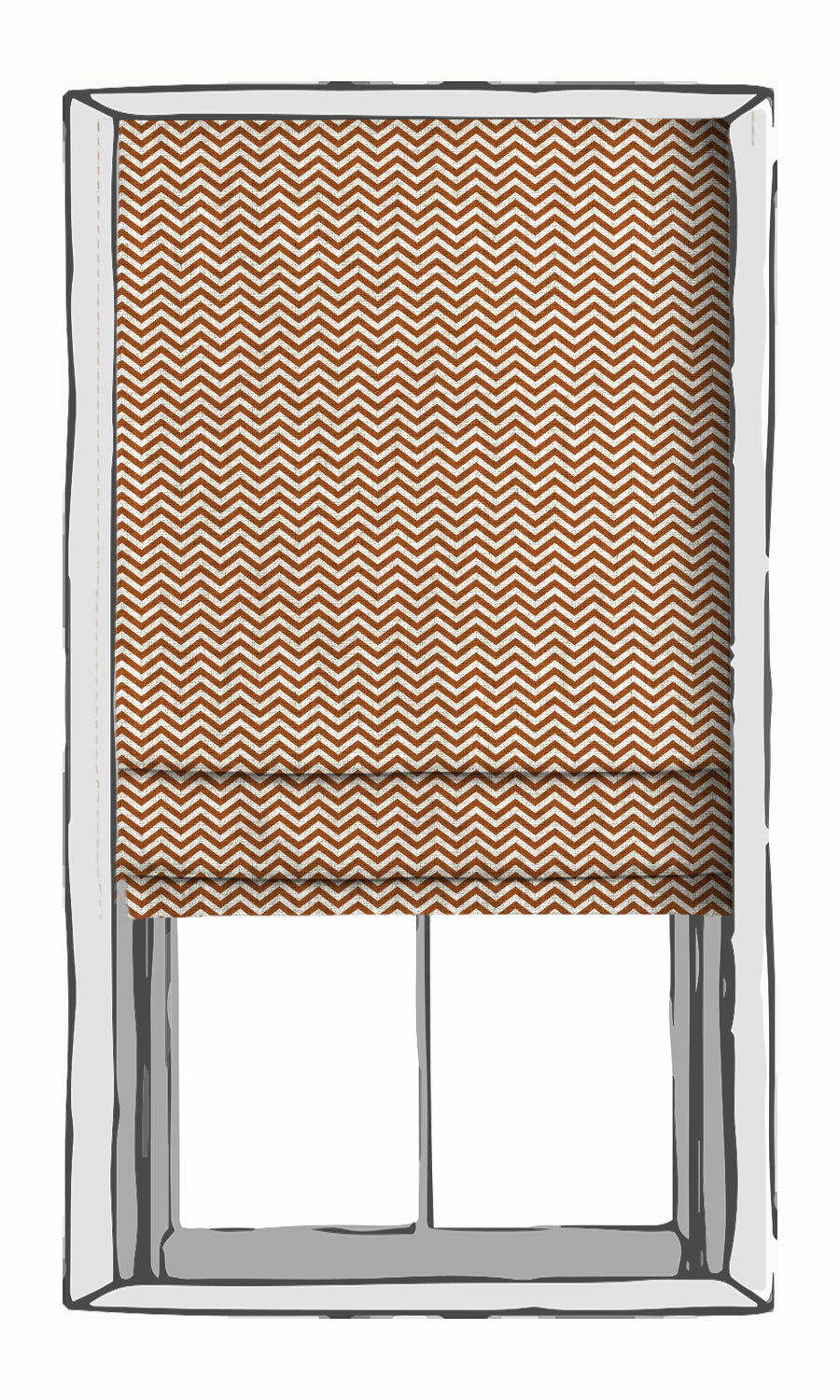 Chevron Print Blinds (Burnt Orange/ White) Extra Long Short Wide