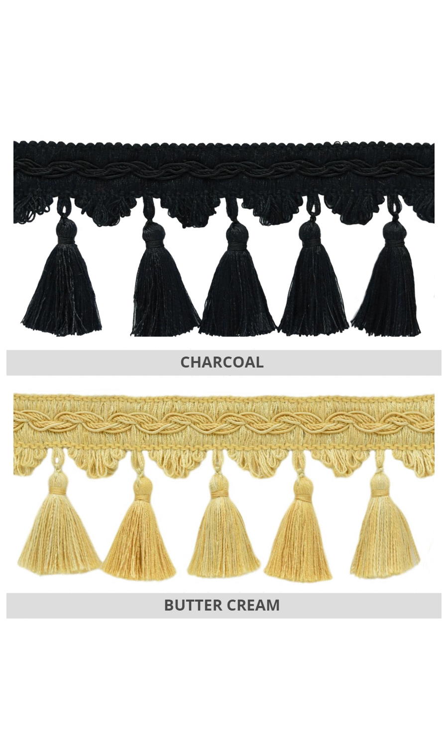 Tassel trims for roman blind