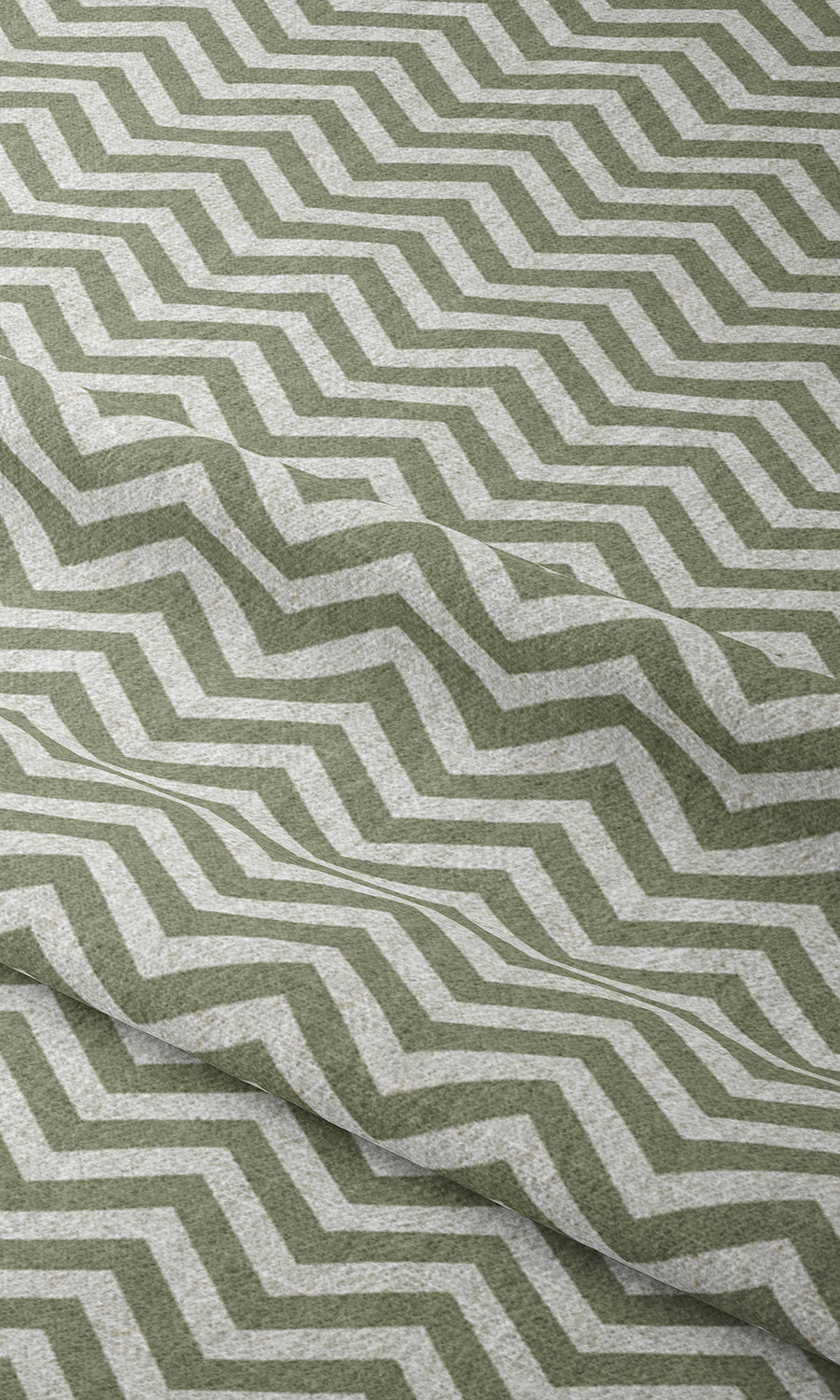 Modern Chevron Print Window Treatments Fabric By the Metre (Green/ White)