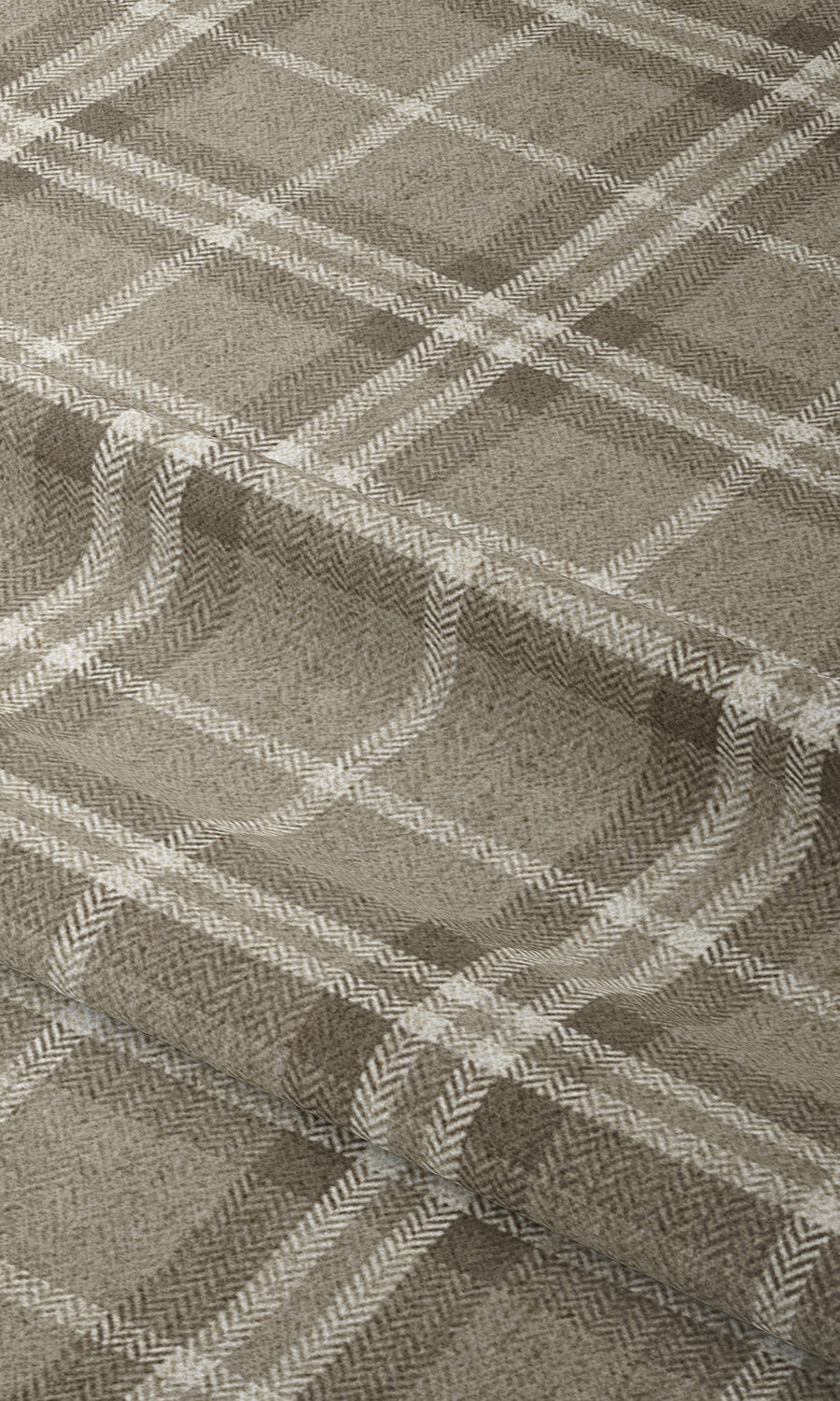 Plaid Patterned Fabric Material By the Metre (Beige & Brown)