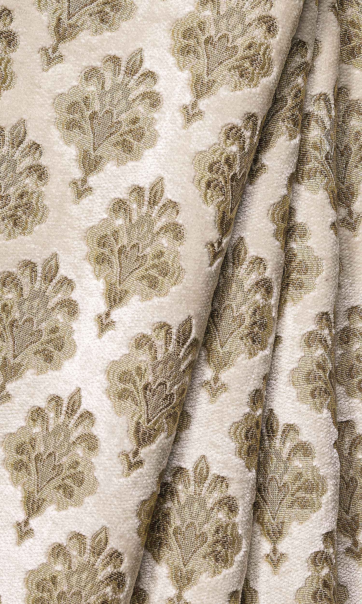 Damask Velvet Window Treatments Fabric By the Metre (Beige/ Brown)