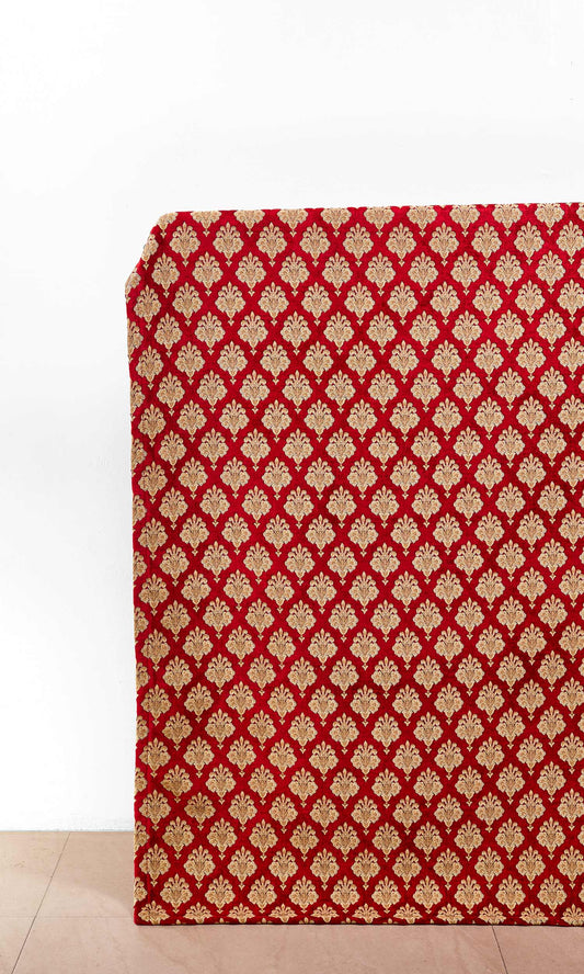 Floral Velvet Home Décor Fabric By the Metre (Beige/ Brown/ Red)