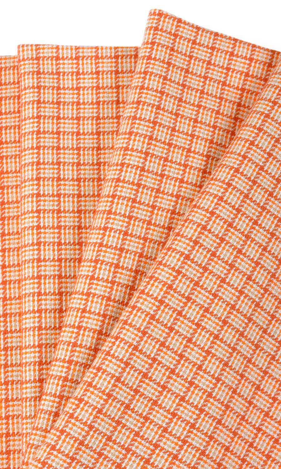 Basketweave Cotton Fabric Material By the Metre (Orange/ Candy Red)