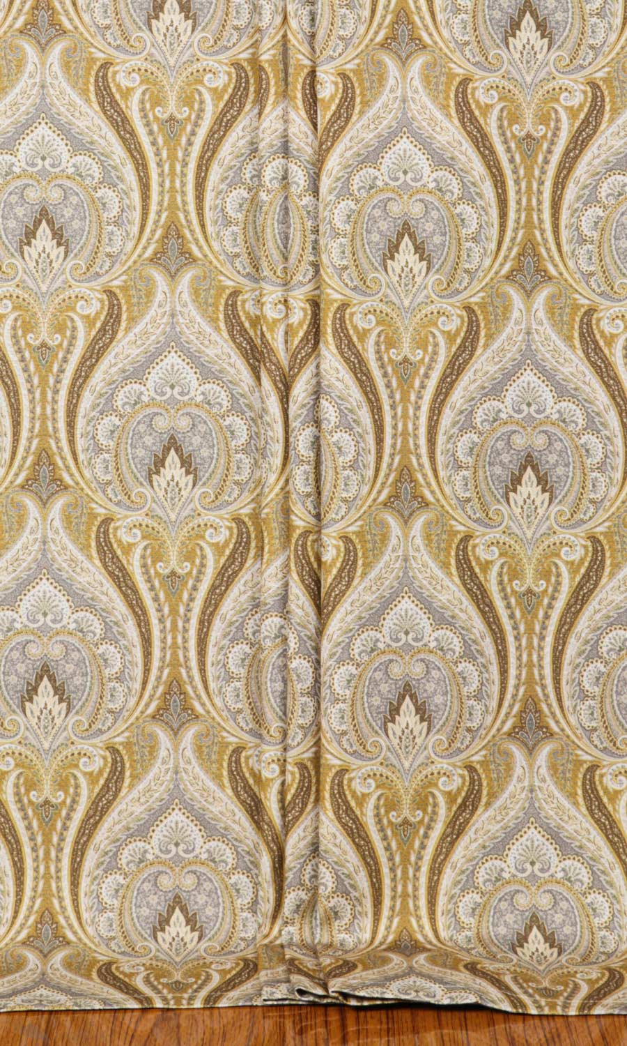 Floral Damask Window Treatments Fabric Sample (Grey/ Yellow)