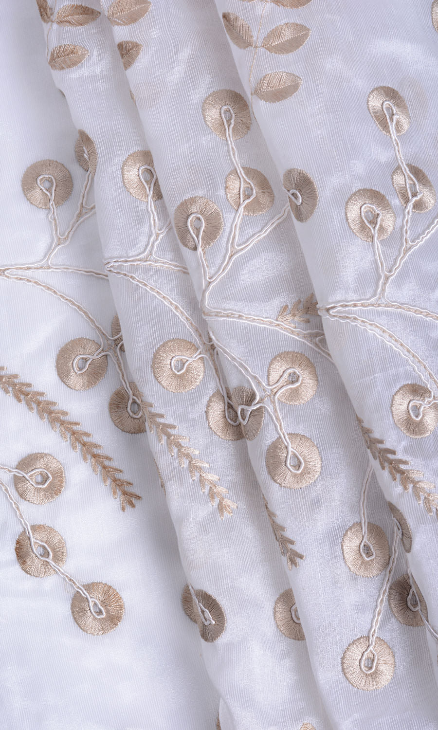 Nature Inspired Sheer Flat, Plain, Fake, Faux, European Relaxed Roman Blinds (White/ Golden Beige)