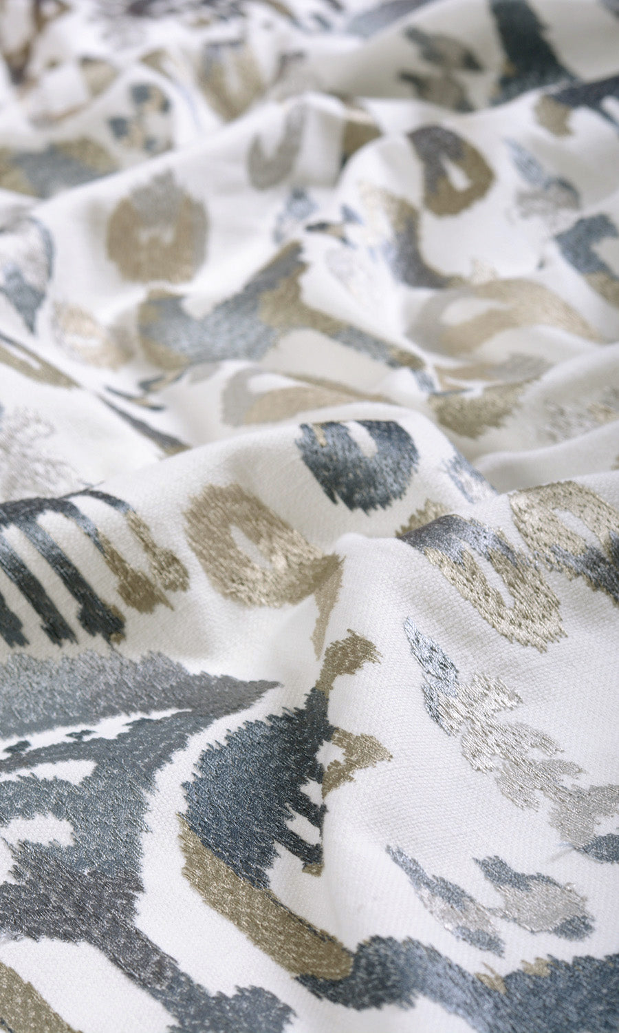 Ikat Print Fabric Sample for Roman Blinds & Shades (Gray/ Beige/ White)