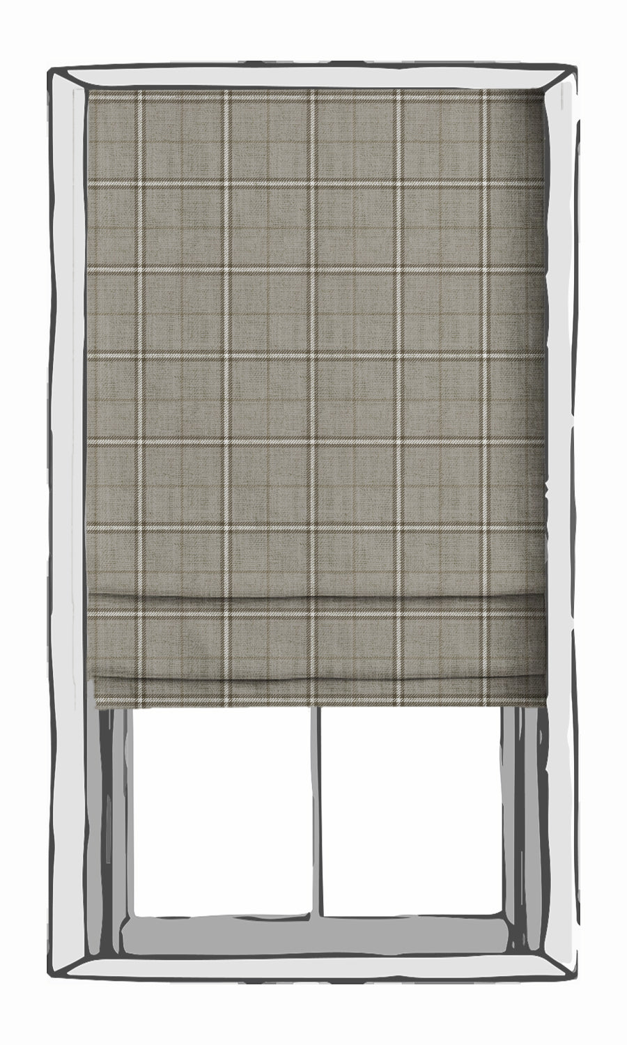 Striped Roman Shades (Warm Grey/ Beige) Extra Long Short Wide