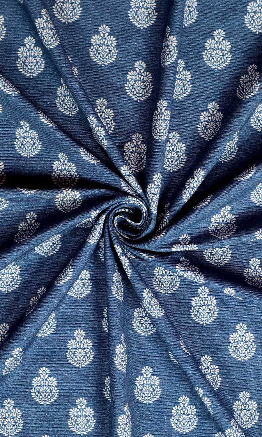 Floral Cotton Fabric Blinds (Blue) Extra Long Short Wide