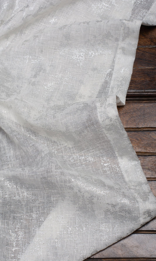 Metallic Accent Semi-Sheer Home Décor Fabric Sample (White)