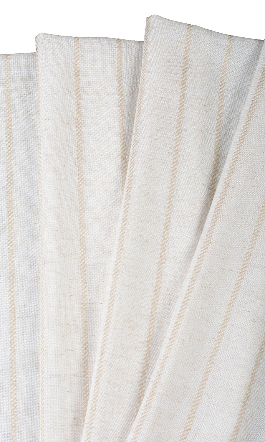 Striped Sheer Linen Blend Home Textile Fabric Material By the Metre (White/ Beige)