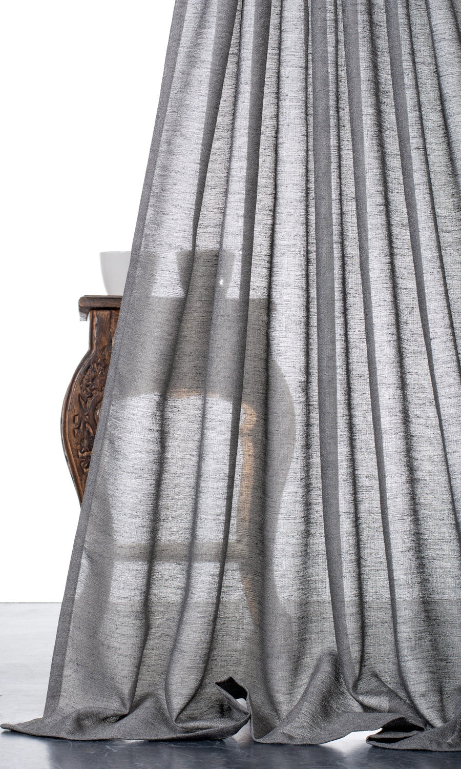 Plain Sheer Flat, Plain, Fake, Faux, European Relaxed Roman Blinds (Dark Grey)