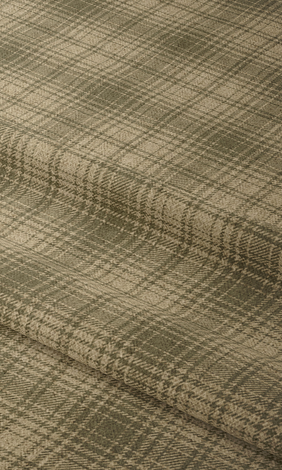 Plaid Print Blinds (Olive Green & Beige) Extra Long Short Wide