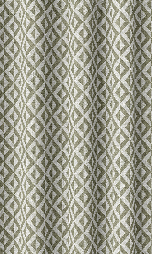 Geometric Print Home Décor Fabric By the Metre (Green/ White)