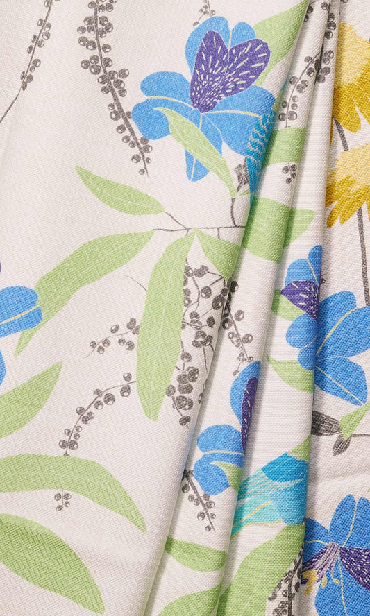 Nature Print Home Décor Fabric By the Metre (Blue/ Green/ Yellow)