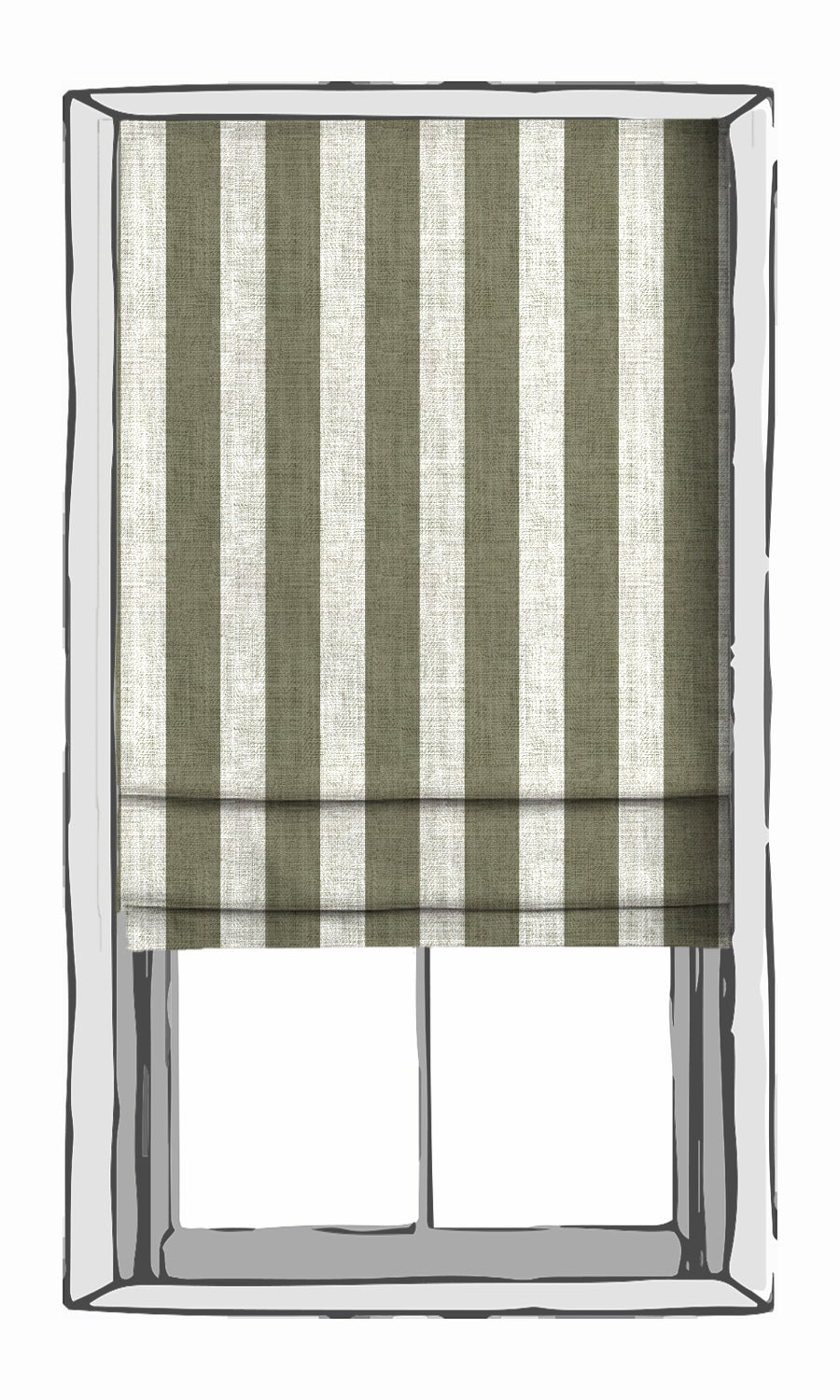 Striped Shades (Olive Green/ White) Extra Long Short Wide