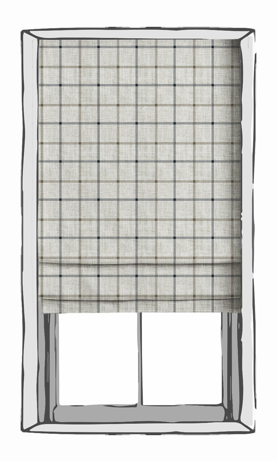 Check Patterned Free Fabric Material Sample (Oatmeal White)