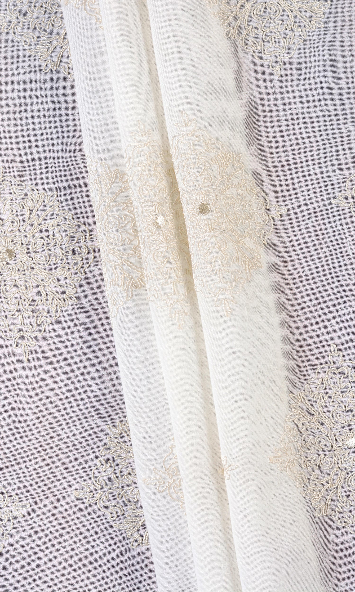 Sheer Floral Embroidered Shades (White/ Cream) for Living, Bedroom, Kitchen, Bathroom