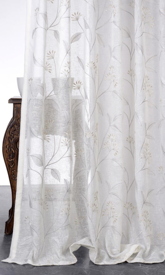 Sheer Floral Embroidered Shades (White/ Cream)