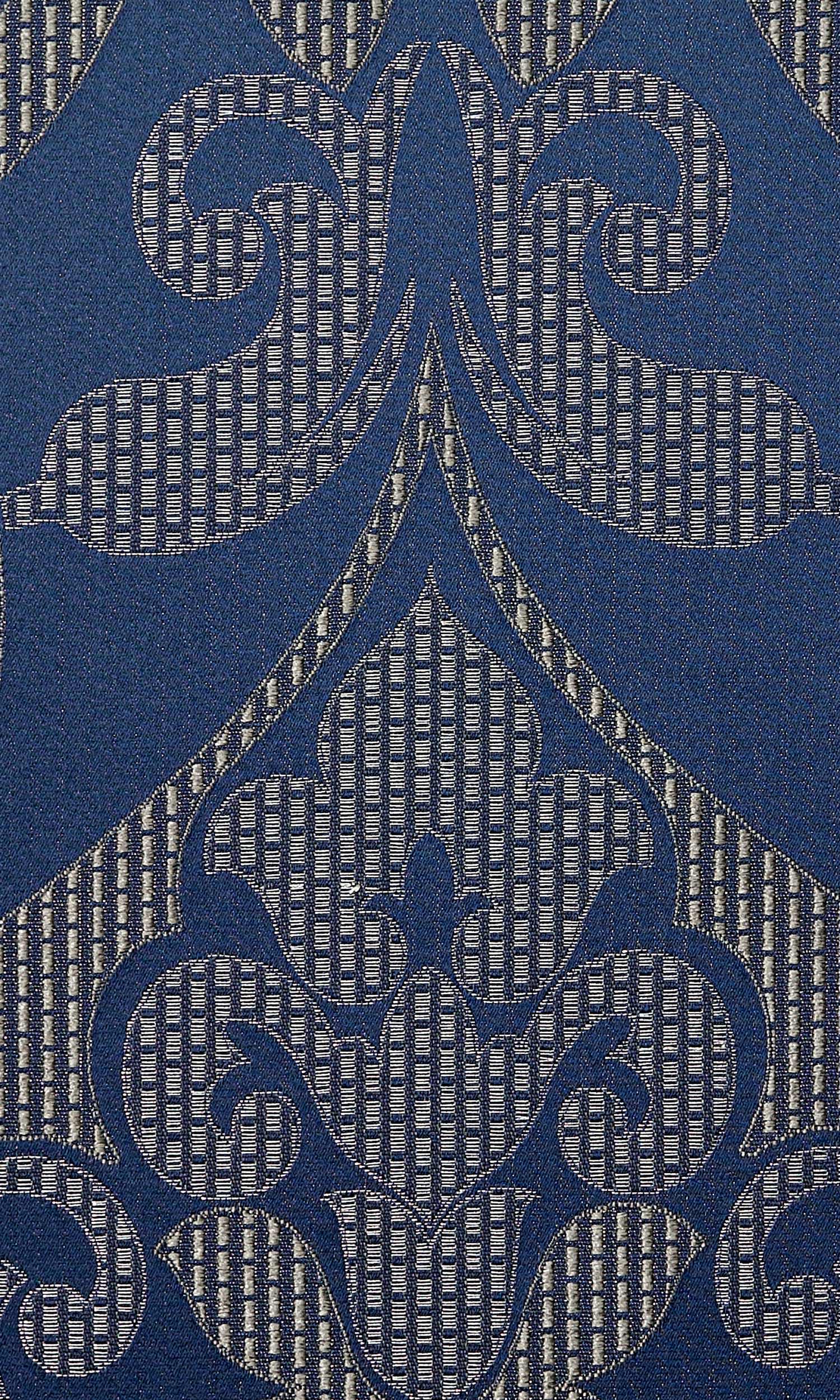 Self Patterned Home Textile Fabric Material Sample (Navy Blue/ Silvery Gray)