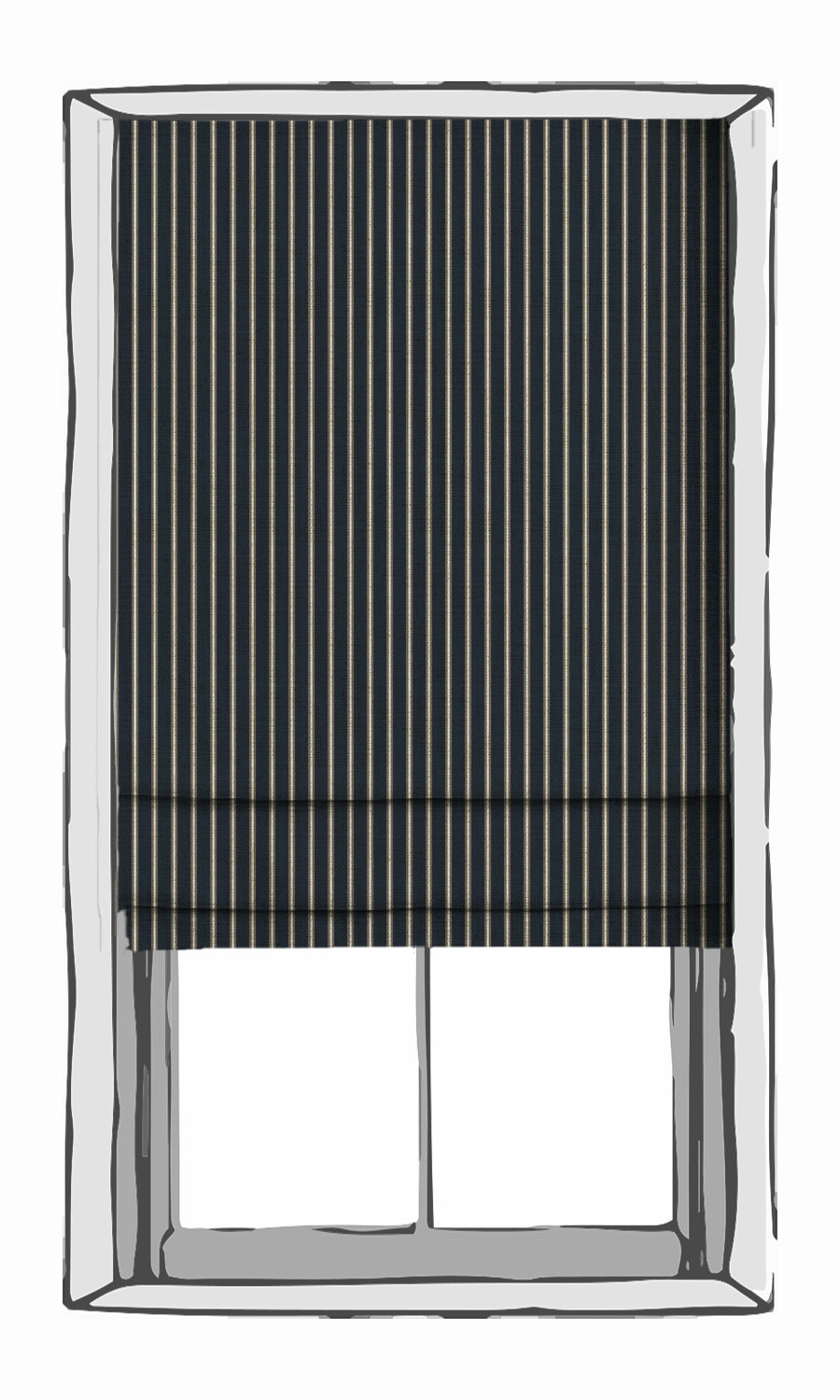 Modern Striped Print Free Fabric Material Sample (Navy Blue/ Brown)