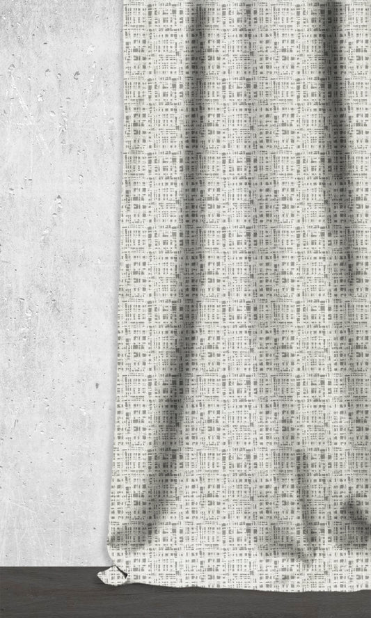 Abstract Print Home Décor Fabric Sample (White/ Pewter Grey)