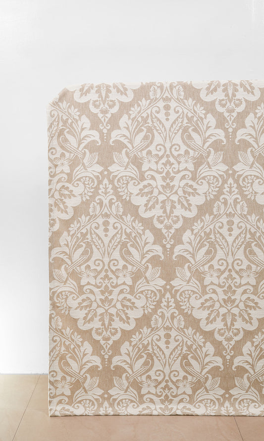 Damask Home Décor Fabric By the Metre (Beige/ White)