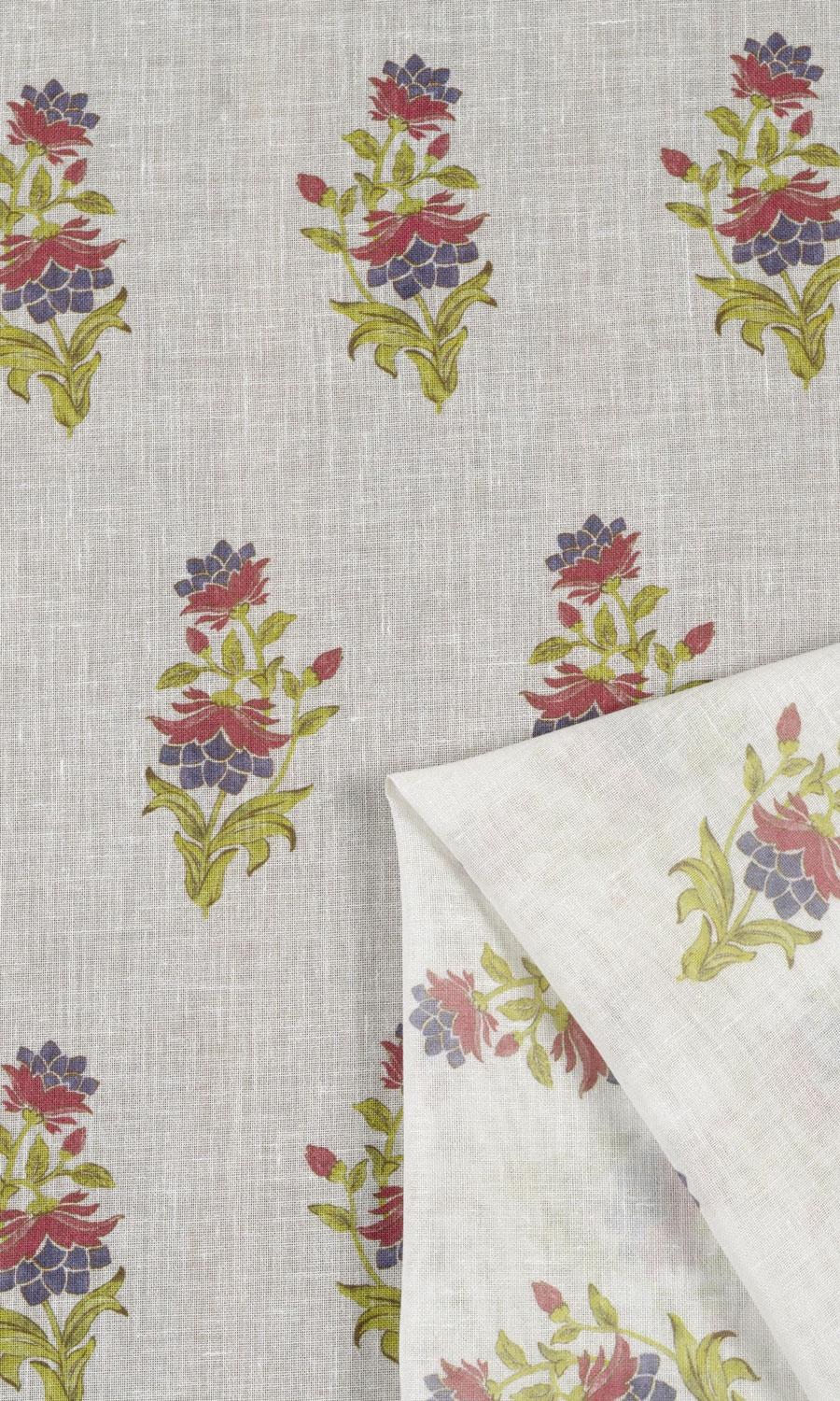 Sheer Floral Flat, Plain, Fake, Faux, European Relaxed Roman Blinds (Cream/ Pink)