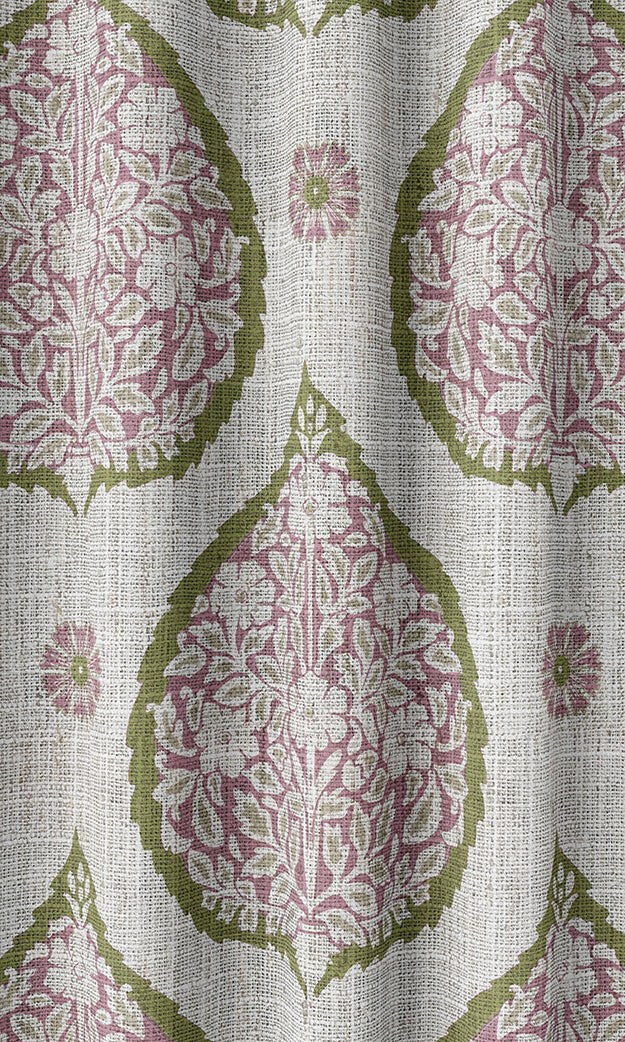 Paisley Flat, Plain, Fake, Faux, European Relaxed Roman Blinds (Pink/ Green)
