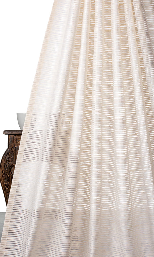 Striped Sheer Home Décor Fabric By the Metre (Ivory/ Beige)