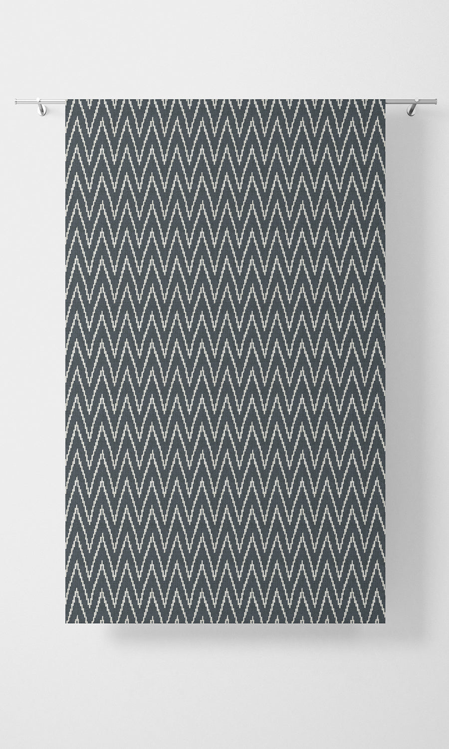 Chevron Print Home Textile Fabric Material Sample (Petrol Blue/ White)