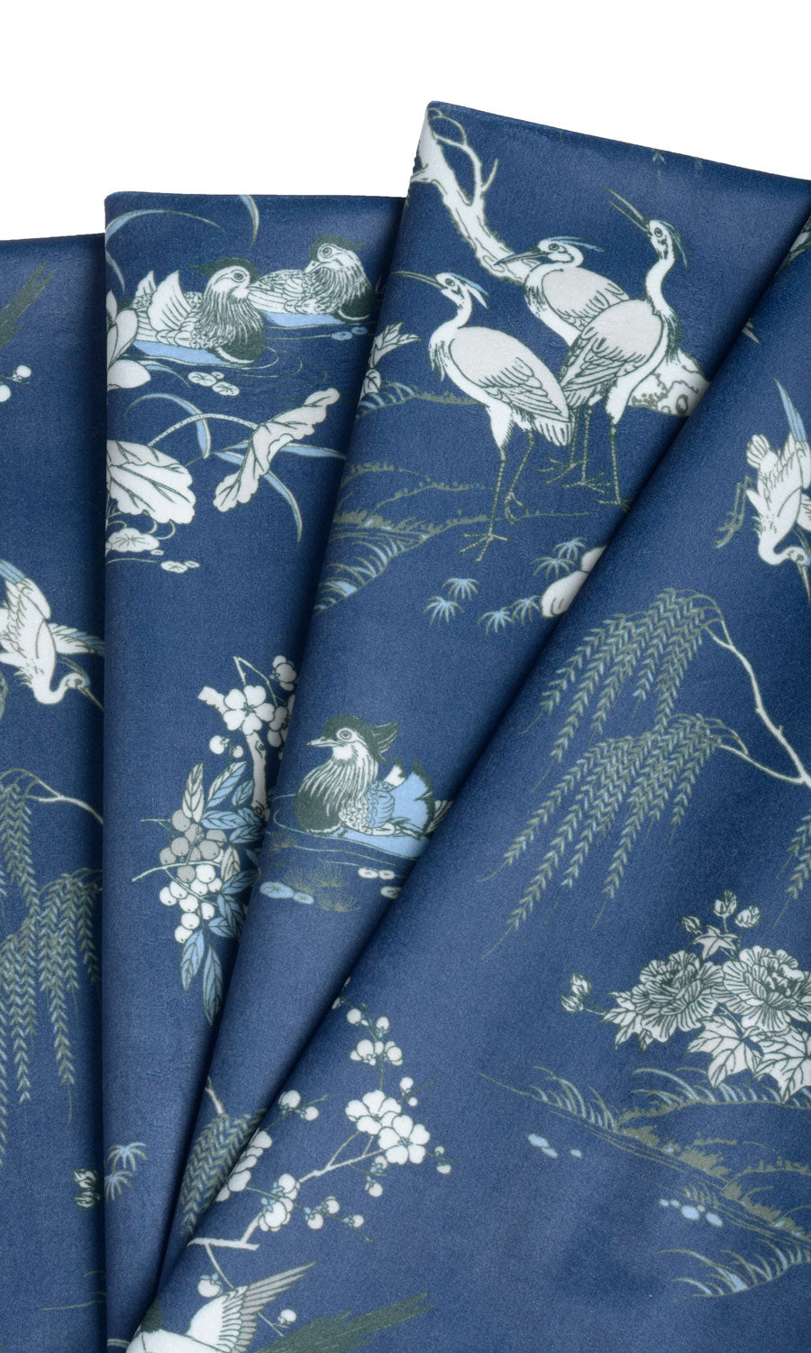 Chinoiserie Toile Velvet Made-to-Measure Roman Blinds (Navy Blue)