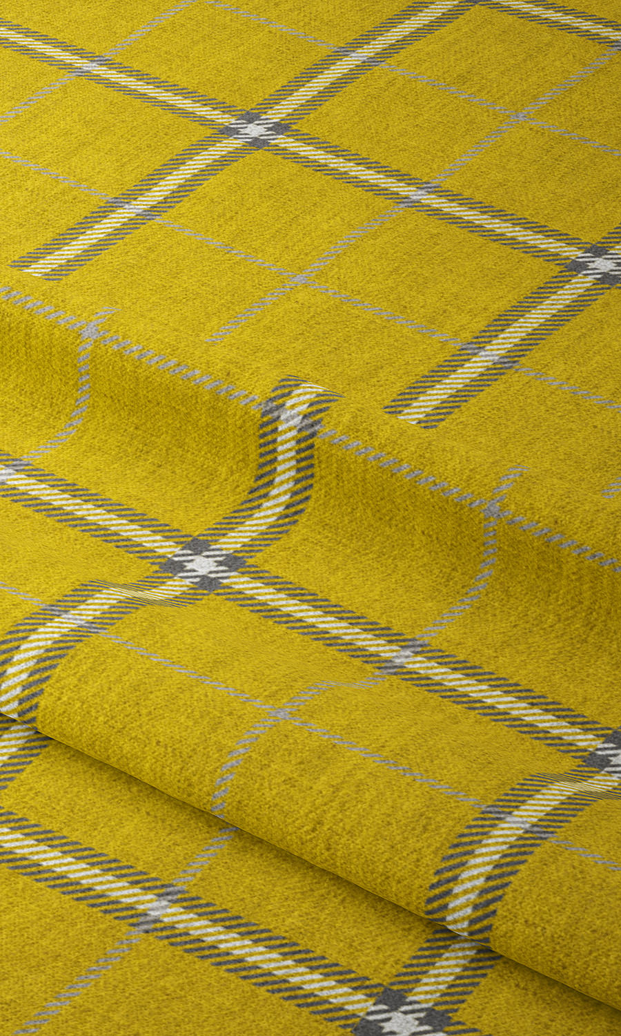Check Patterned Home Textile Fabric Material By the Metre (Yellow)