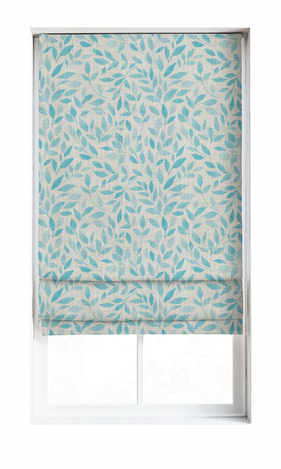 Botanical Print Window Treatments Fabric Sample (Eggshell White/ Blue)
