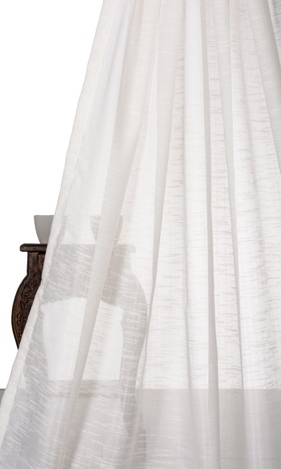 Textured Sheer Home Textile Fabric Material By the Metre (White)