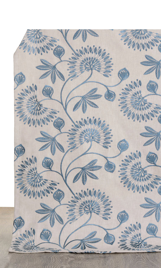 Vine Embroidered Blinds (Pale Beige/ Ocean Blue)