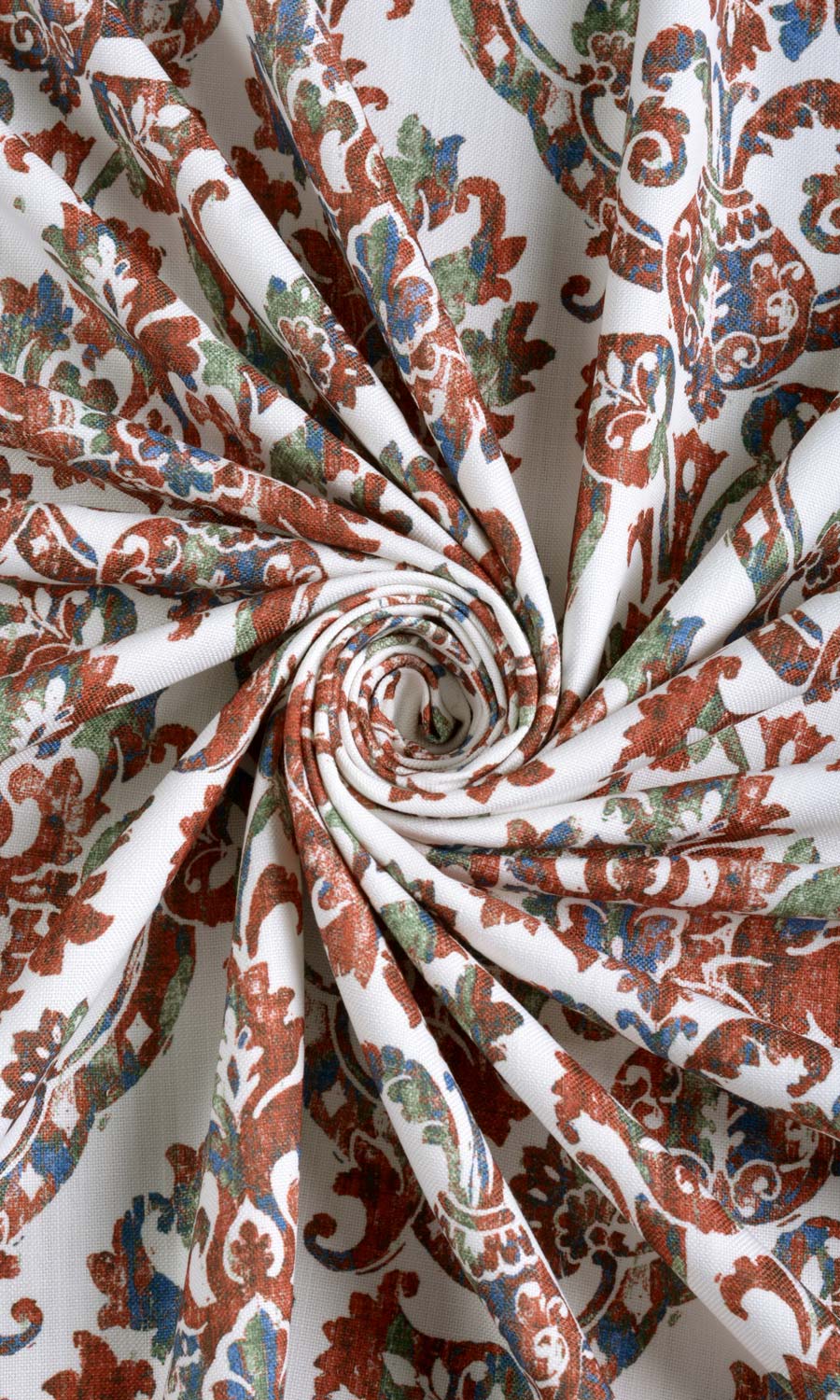 Damask Patterned Fabric Sample for Roman Blinds & Shades (Red/ Blue)