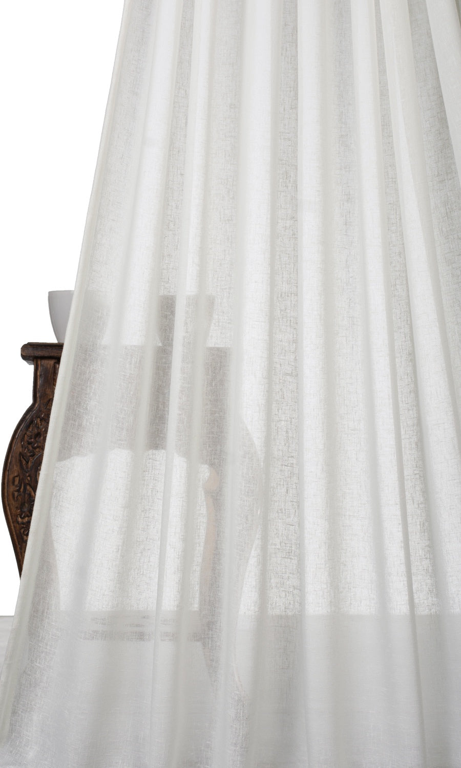 Plain Linen-Texture Sheer Flat, Plain, Fake, Faux, European Relaxed Roman Blinds (White)