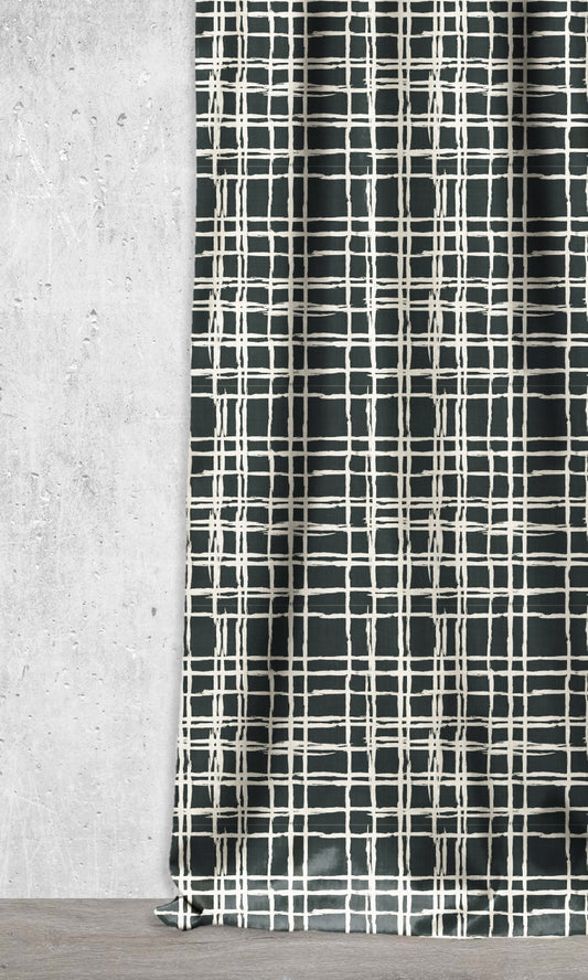 Geometrical Patterned Home Décor Fabric By the Metre (Black/ Ivory)