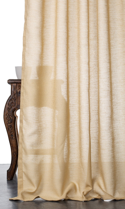 Sheer Home Décor Fabric By the Metre (Macaroon Beige/ Warm Yellow)