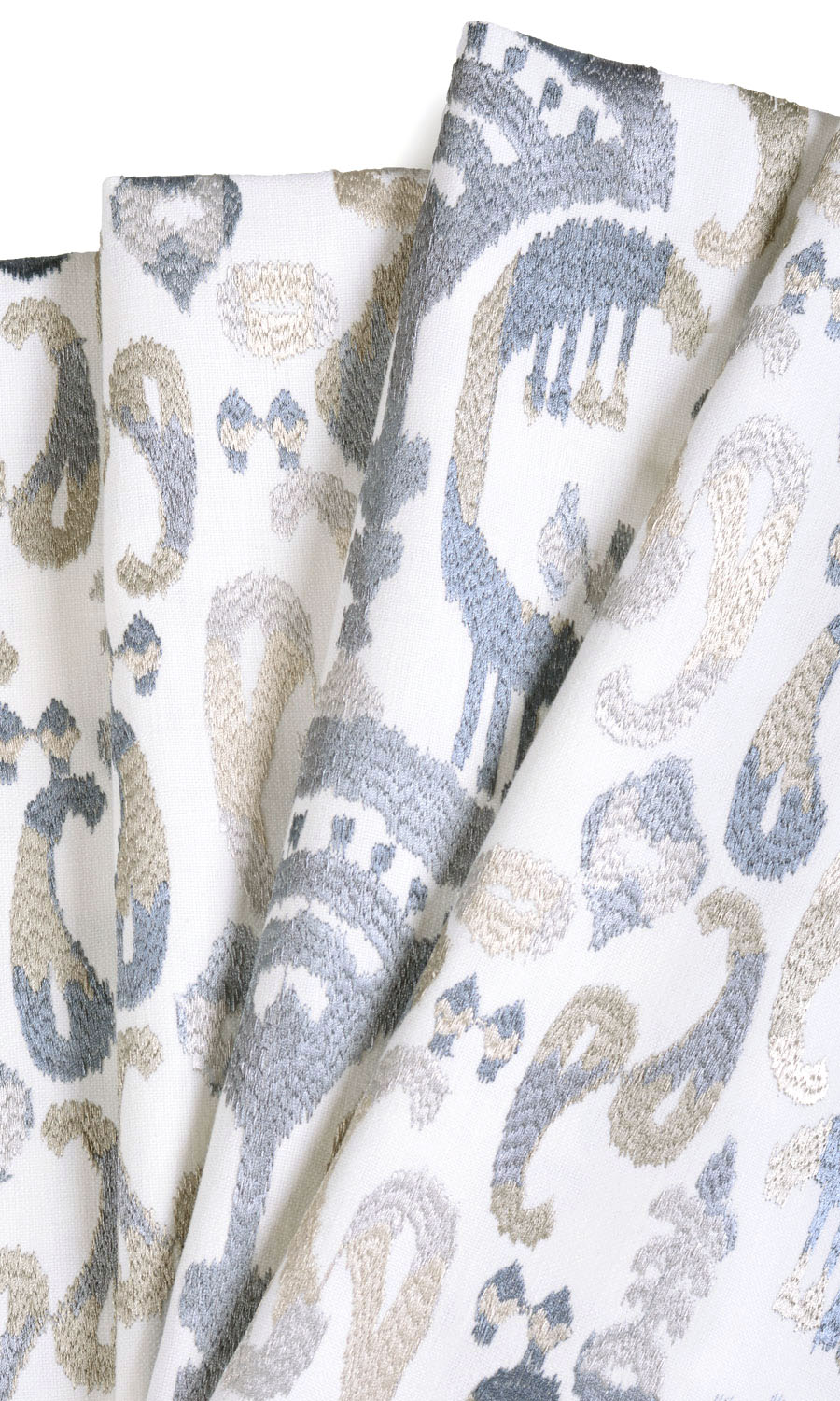 Ikat Print Flat, Plain, Fake, Faux, European Relaxed Roman Blinds (Gray/ Beige/ White)