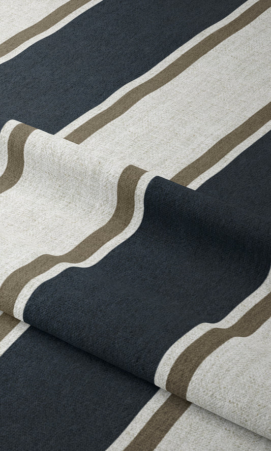 Geometric Window Treatments Fabric Sample (Navy Blue/ Brown)