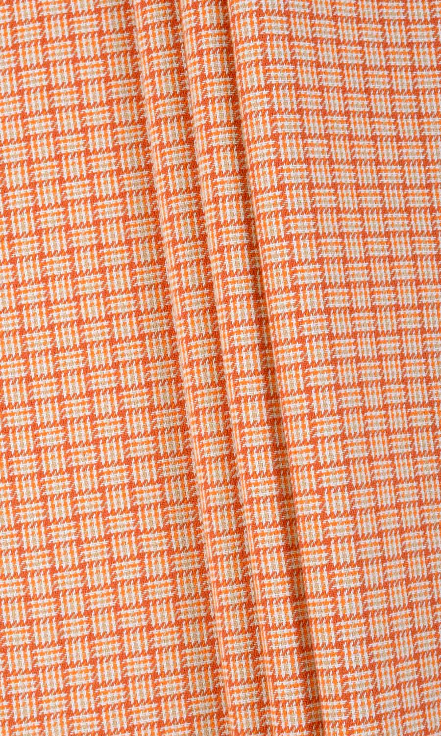 Basketweave Cotton Home Textile Fabric Material Sample (Orange/ Candy Red)