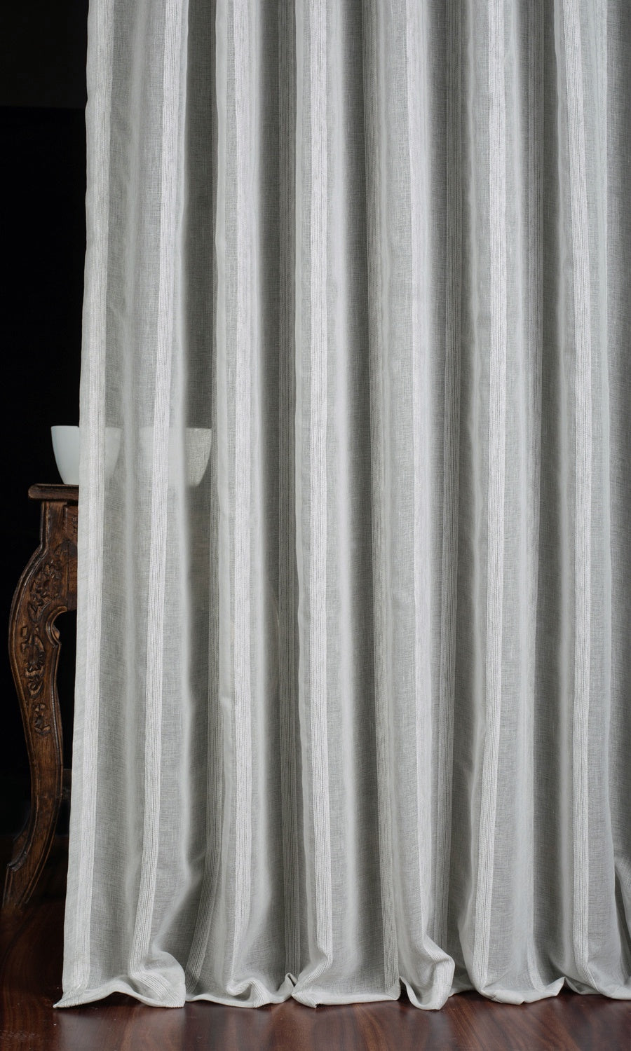 Striped Sheer Window Treatments Fabric By the Metre (Grey)