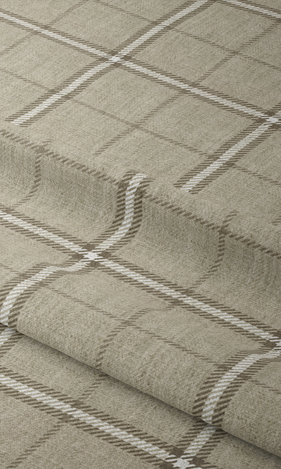 Checkered Window Treatments Fabric Sample (Grey-Beige/ Brown)