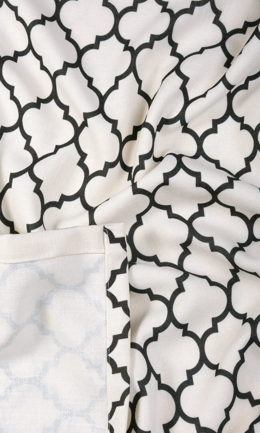 Moroccan Tiled Fabric Sample for Roman Blinds & Shades (Cream/ Black)