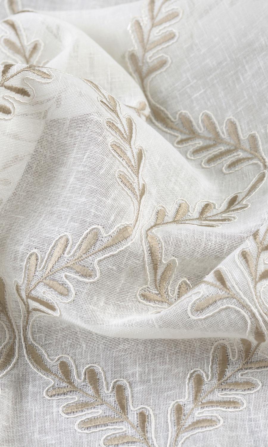 Sheer Floral Embroidered Roman Blinds & Window Shades (White/ Brown)